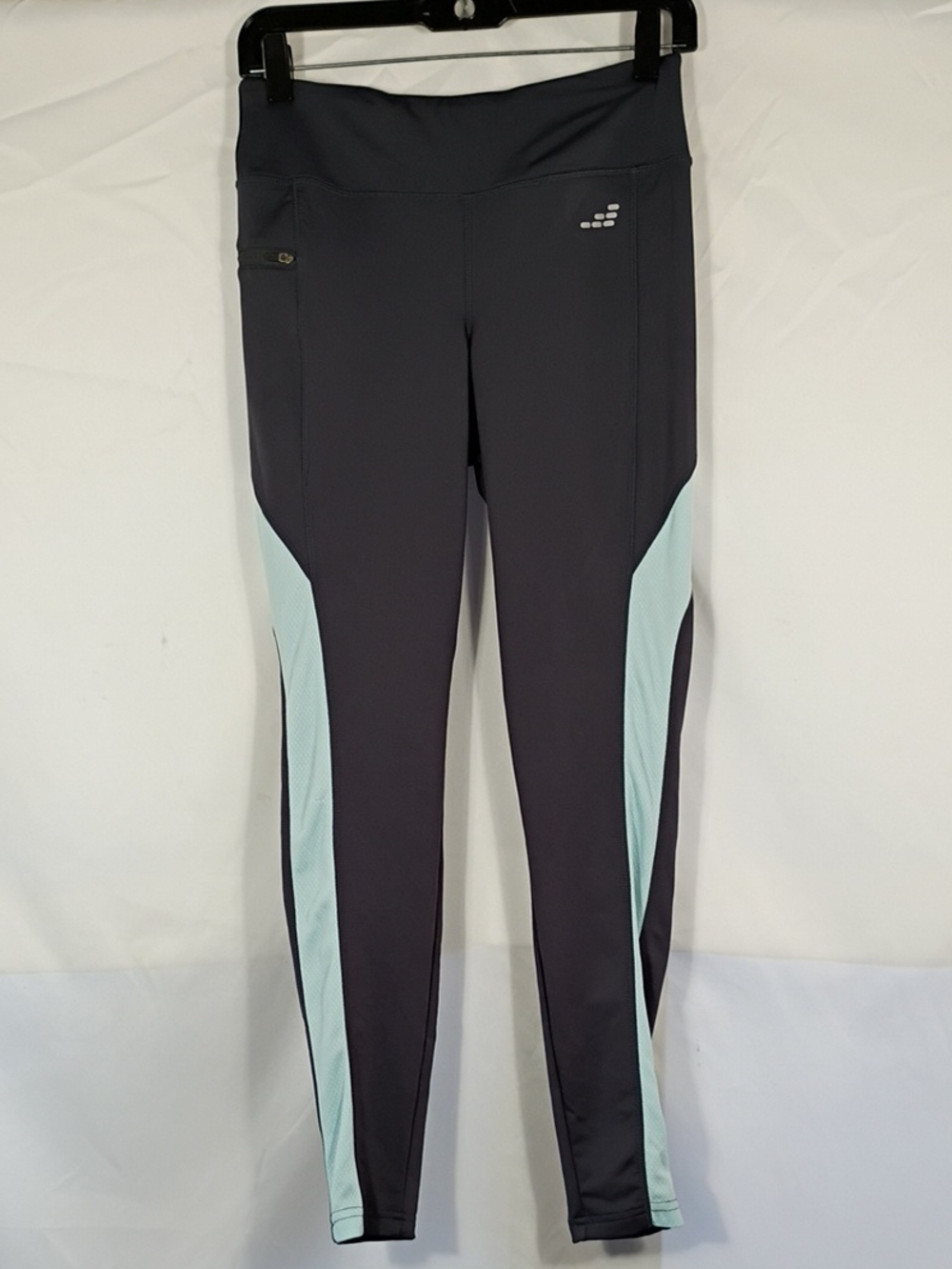 EUC bcg Running Gray Leggings with Mint Side Panels Women's Size Small Workout